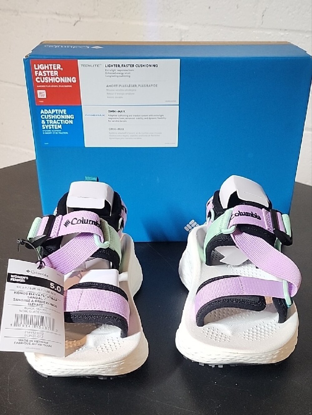 Columbia Pastel Sport Sandals - Lavender Mint White Black - Picture 4 of 7